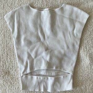 White Ribbed Women's Top